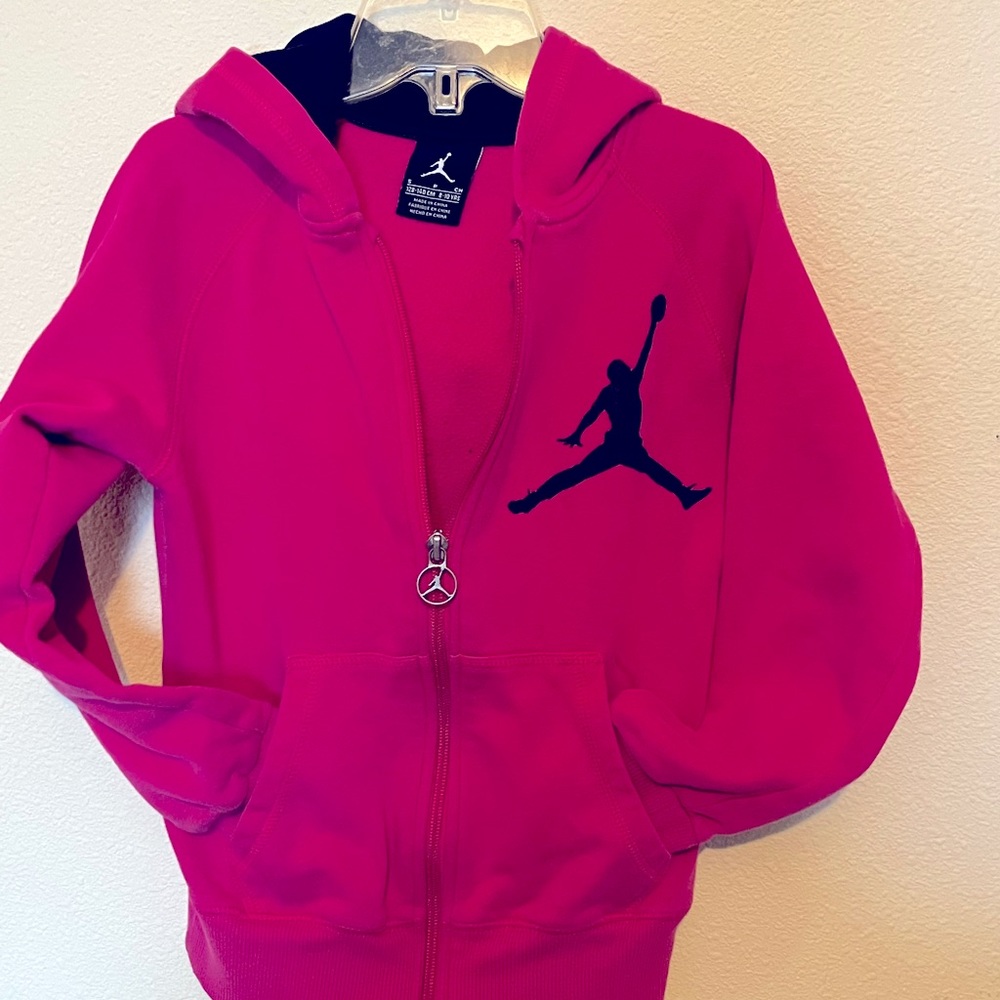 Girls Michael Jordan  zip hip pink hoodie